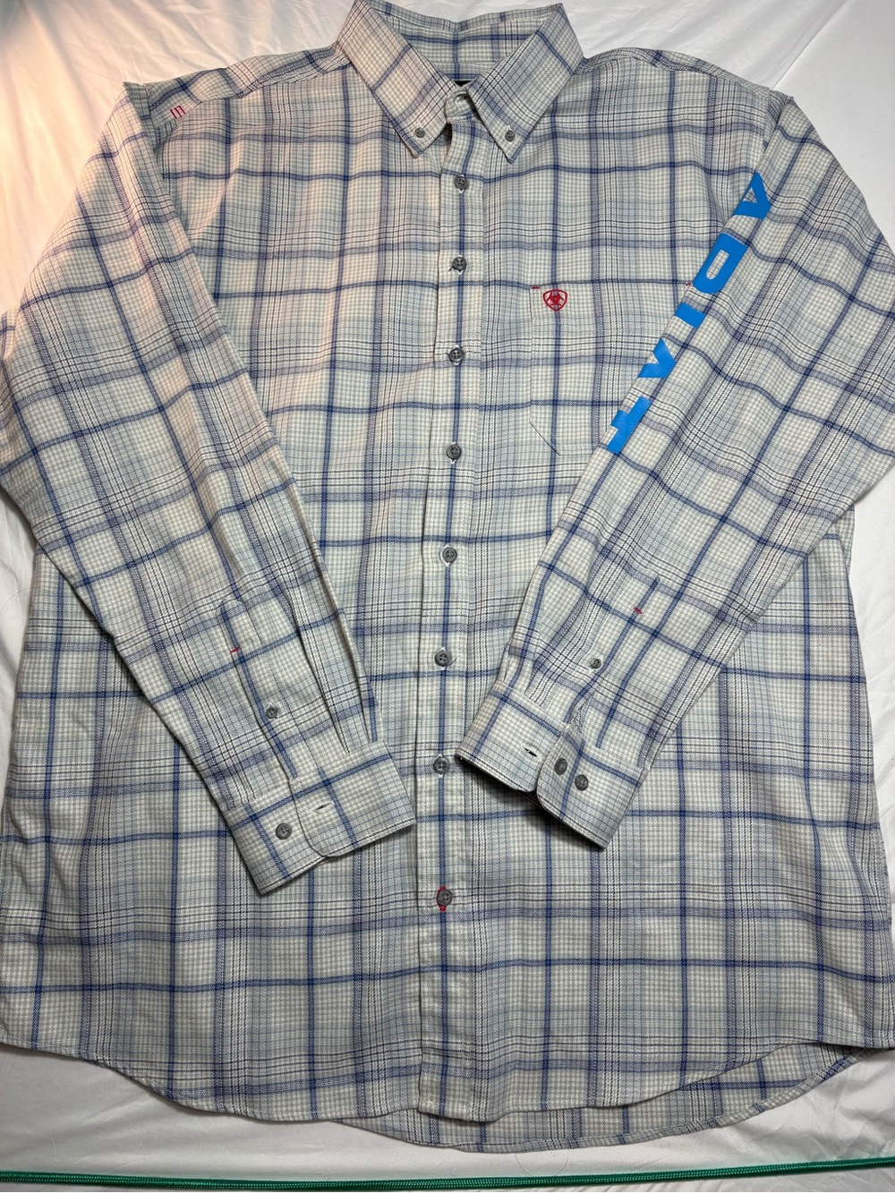Ariat FR button down blue plaid cat2 XXLT tall men’s work shirt